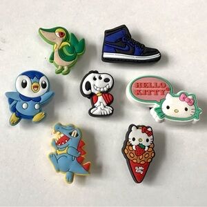 Jibbitz Crocs Shoe Charms 7 Assorted Characters Pokemon Snoopy Hello Kitty Nike